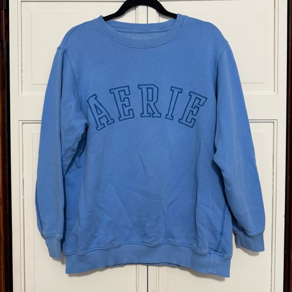 Aerie Front Logo Blue Crewneck Sweatshirt Size XS